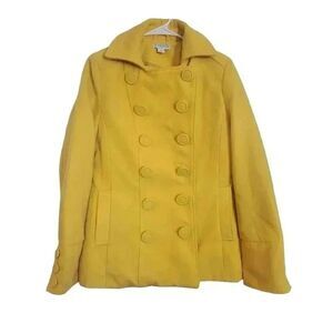 Cotton On Women's Canary Yellow Poly/Viscose Fleece Lined Short Double Breasted